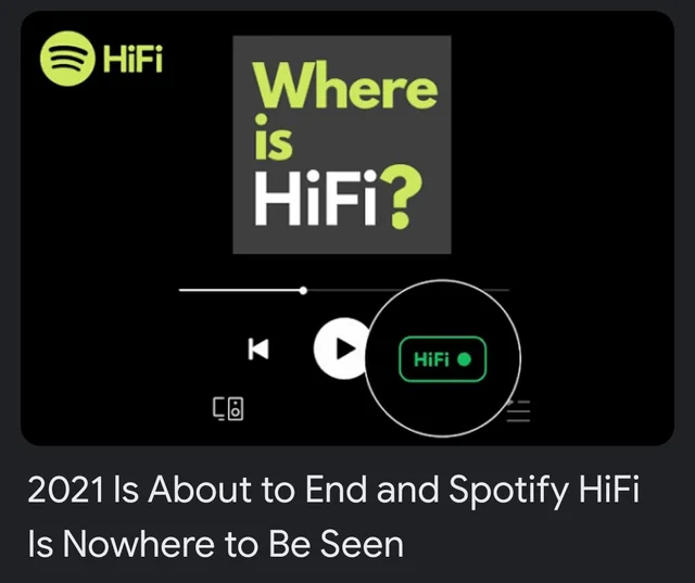 Spotify HiFi subscription delivering CD-quality sound